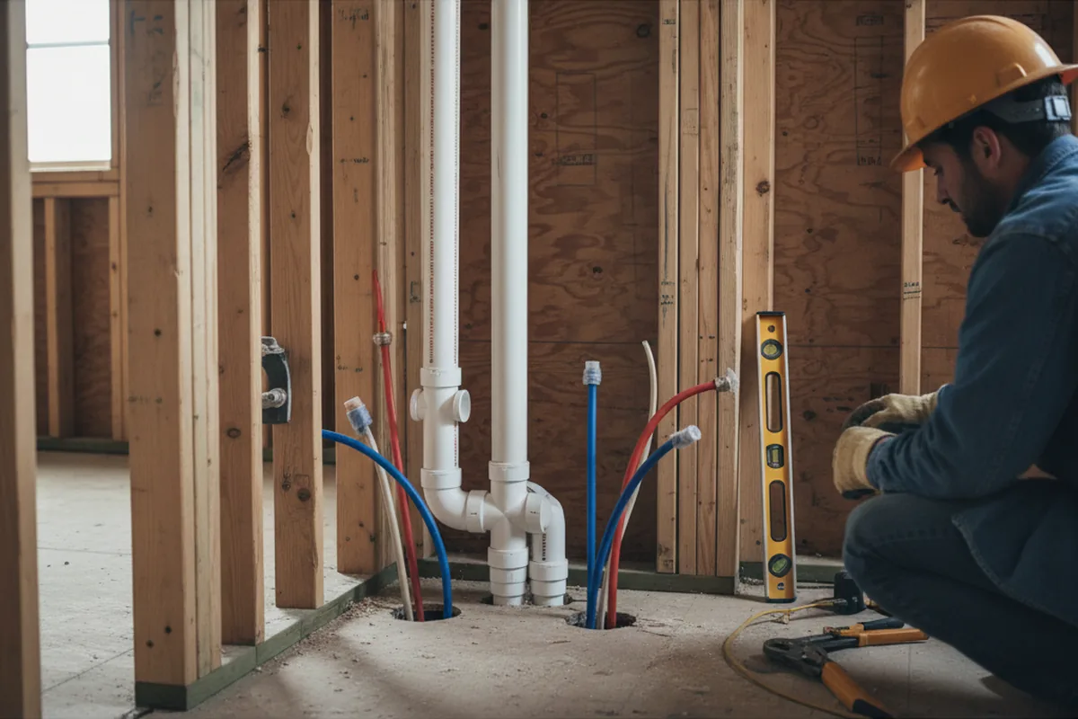 Drain and supply rough-in during Drain Cleaning in Springtown