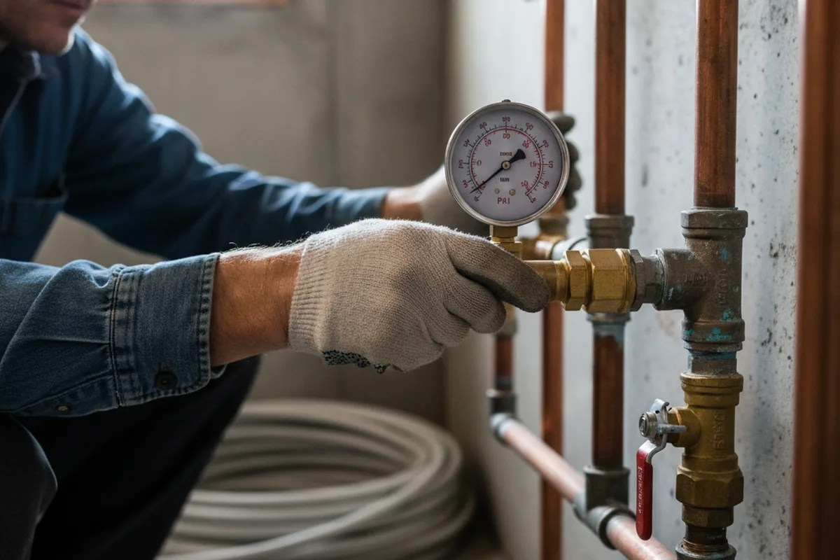 Pressure testing a repaired line during Water Line Repair in Springtown